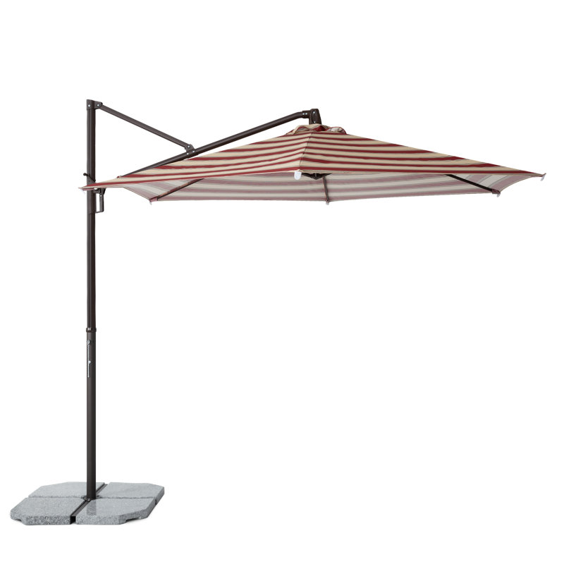 Parasol d'extérieur suspendu en porte-à-faux 10 pi avec support en aluminium Jassim, Brun/rouge