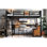 Lit mezzanine simple en métal noir TG avec bureau d'étude et tiroirs de rangement en tissu, zone de sommeil silencieuse, installation de réduction du bruit