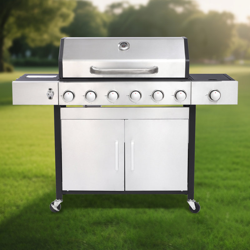 Barbecue au propane à 6 brûleurs avec brûleur latéral