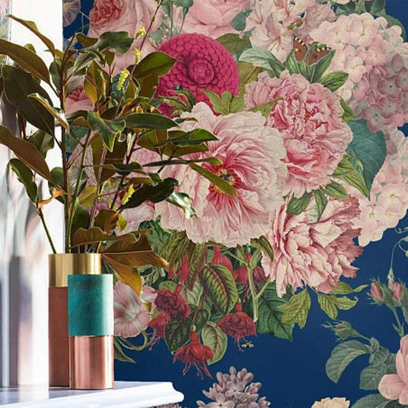 Blue Floral Dutch Wallpaper