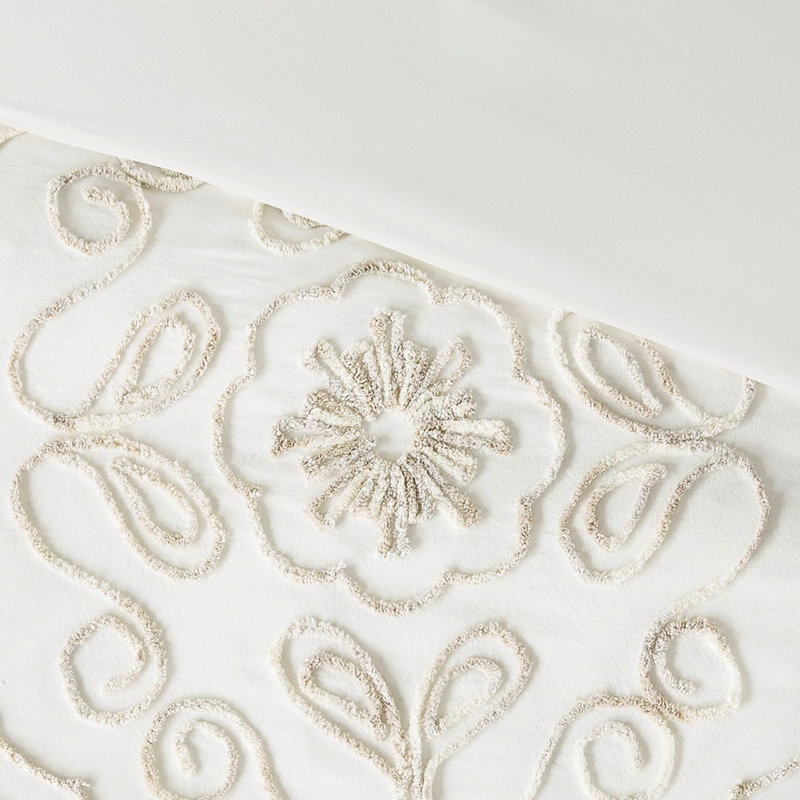 Housse de couette en coton chenille 3 pièces touffetée multicolore - coton double / grand, attaches d'angle