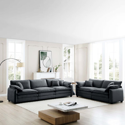 Grey Corduroy : A Blend Of Fashion And Retro With Deep Seat Cloud - Like Comfort For Living Room 's Play Area Style Family Double Layered Cushions Removable Flat