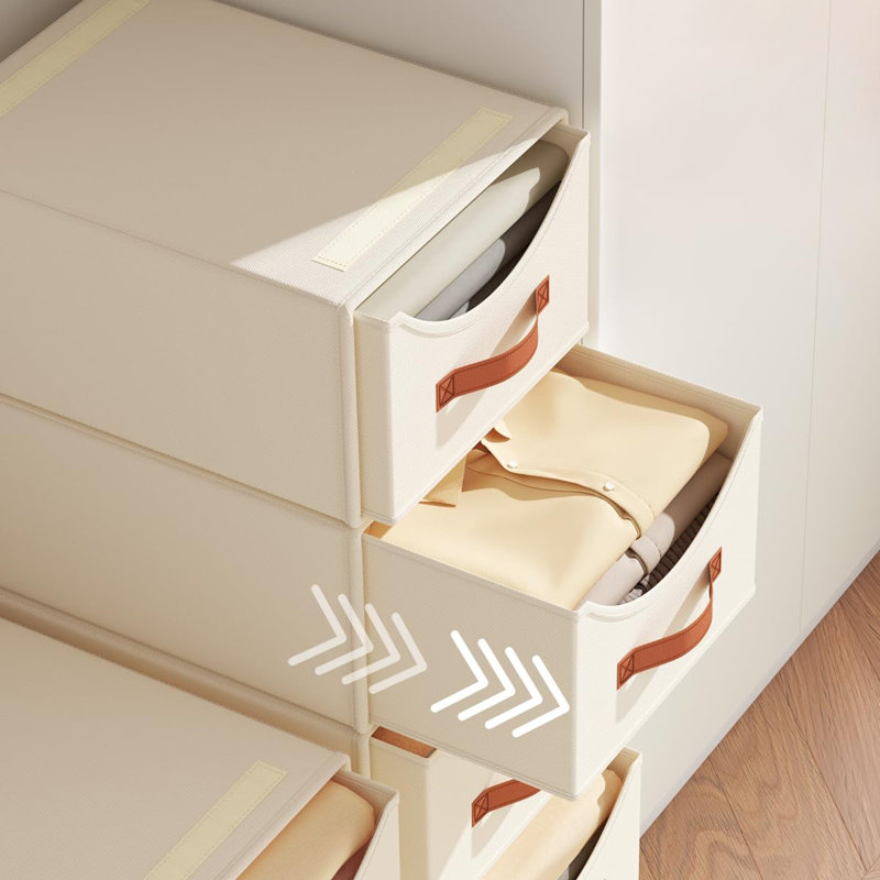 Tiroirs de rangement empilables en tissu de 25 cm (9,8 pouces), ensemble de 4 bacs de rangement coulissants pour placard