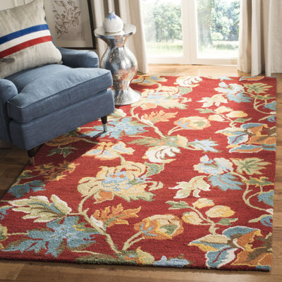 Tapis floral en laine crocheté à la main Emrick Blossom