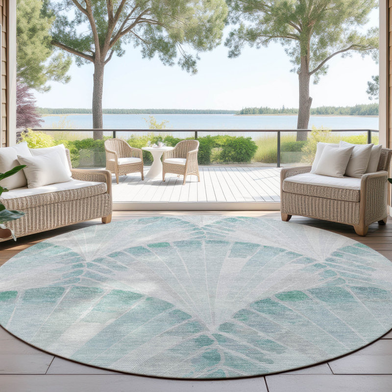 Machine Washable Indoor/Outdoor Chantille ACN2401 Coastal Rug, Round 8'