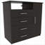 Ensemble de mobilier de chambre à coucher, ensemble de rangement moderne noir 2 pièces avec armoire + commode 4 tiroirs pour la chambre à coucher | Noir | Panneau de particules-440074949