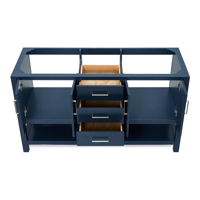 60'' W Double Bathroom Vanity Base, Midnight Blue