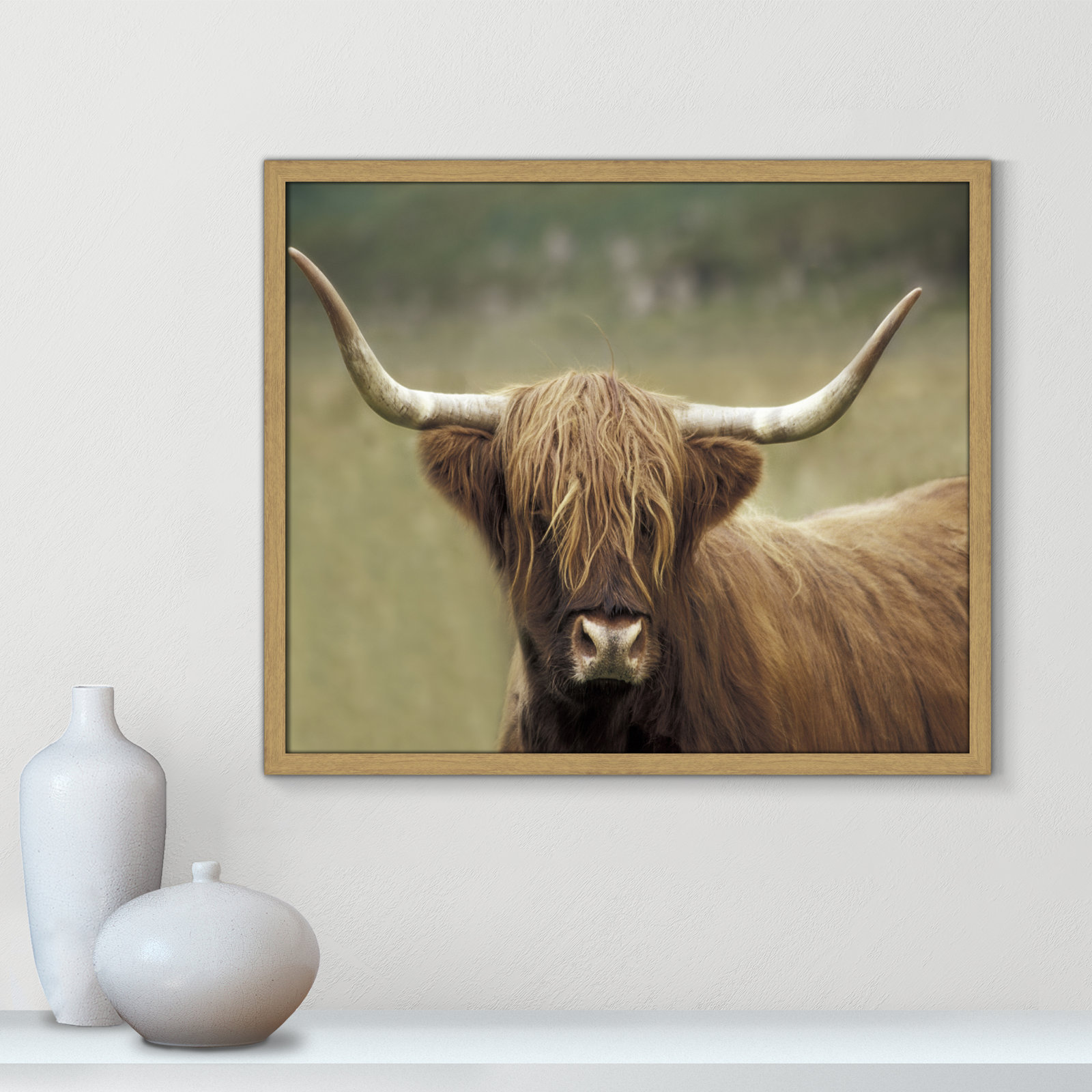 Frederic "Highland Afternoon" Print, 21.5" H x 25.5" W x 0.75" D, Natural Wood Grain Framed