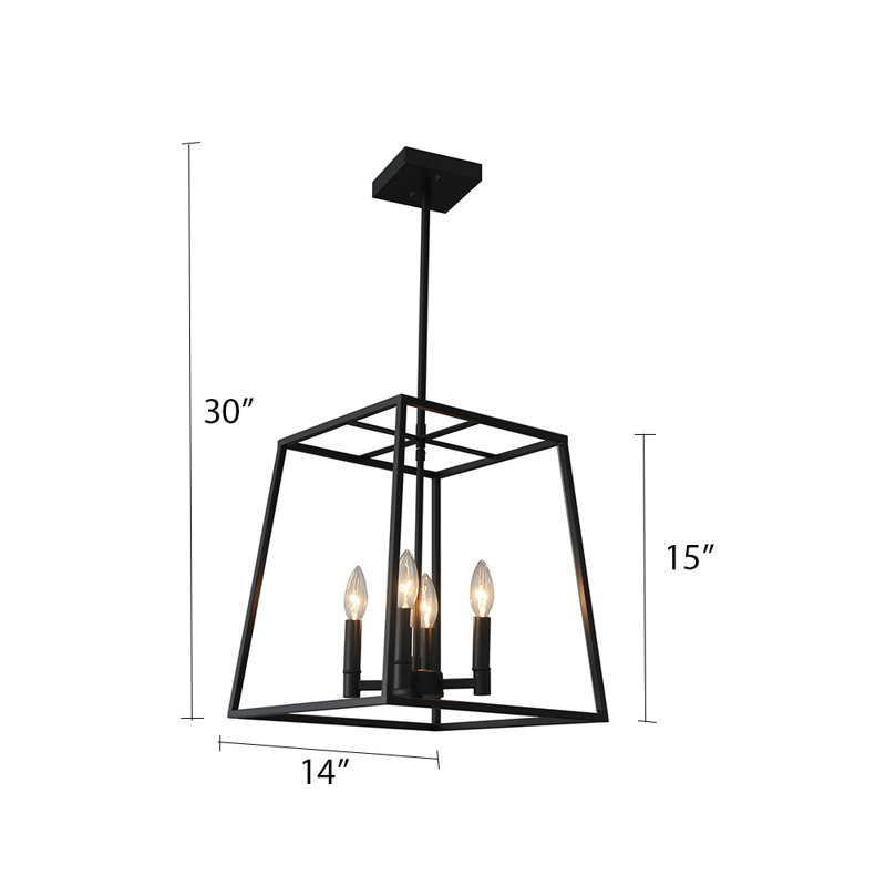 Lustre en cage 4 lumières au fini noir mat