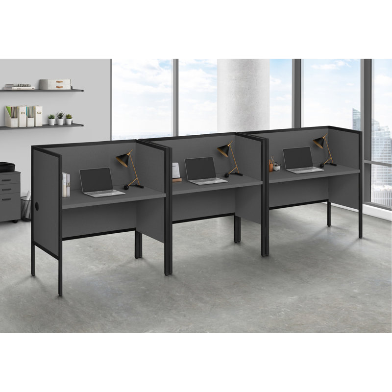Bureau de bureau, L 48 po, bureau, travail, qualité commerciale, stratifié gris, métal noir, contemporain, moderne
