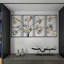 Ensemble de 4 pièces d'art mural en cuir et feuille de ginkgo, décor moderne peint à la main pour le vestibule et le salon