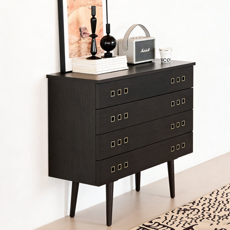 Nordic Retro Style Accent Chest, Black