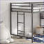 Structure de lit mezzanine simple en métal avec tablette cannelle - noire, peu encombrante, aucun sommier nécessaire pour la chambre à coucher
