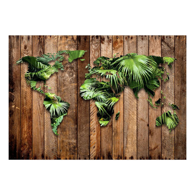 Murale carte du monde pelez et collez - carte du monde de la jungle - décalcomanies murales amovibles