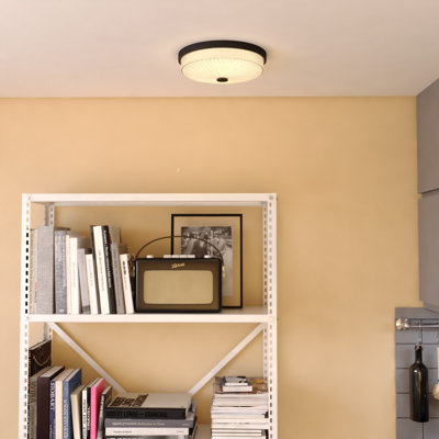 Luminaire 12,5 po à 1 lumière Preston Large luminaire encastré à dôme transitionnel large, abat-jour en verre nervuré transparent, DEL avec température de couleur sélectionnable pour plafonds bas, chambre à coucher, couloir, cuisine