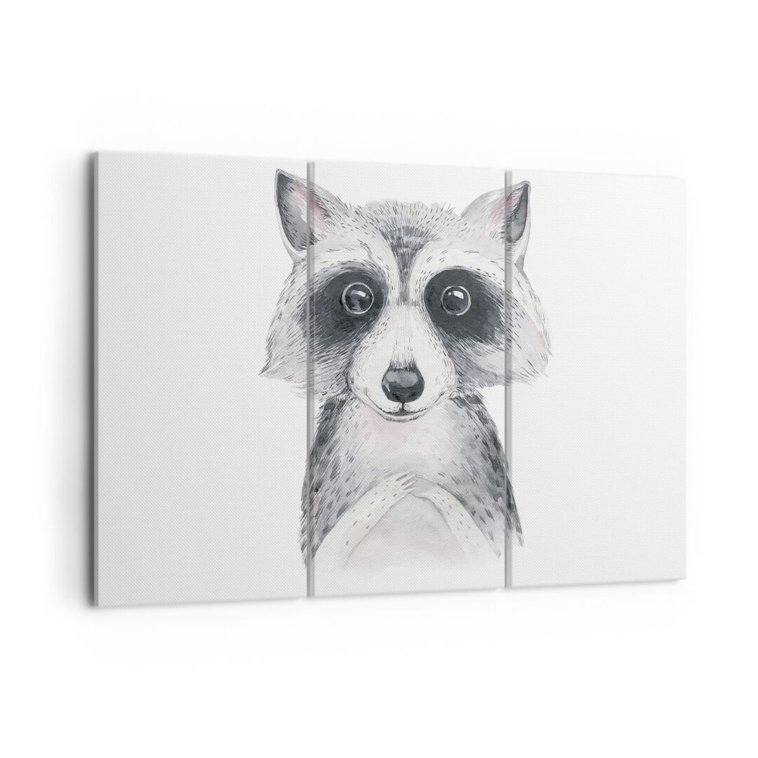 3-tlg. Leinwandbilder-Set Raccoon Picture Children's