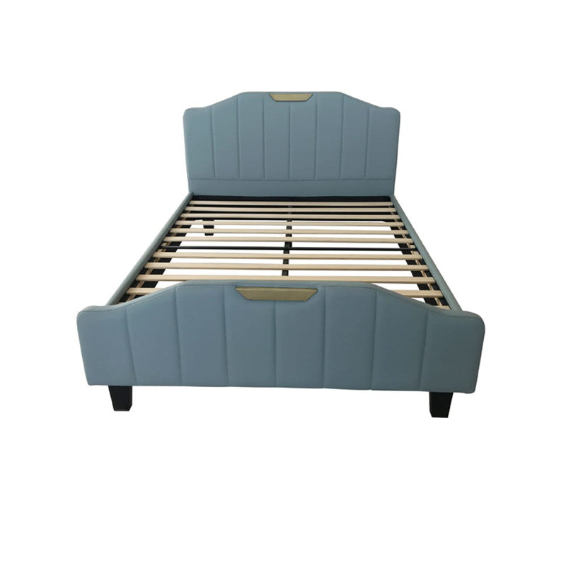 Upholstered Bed, Pewter Blue