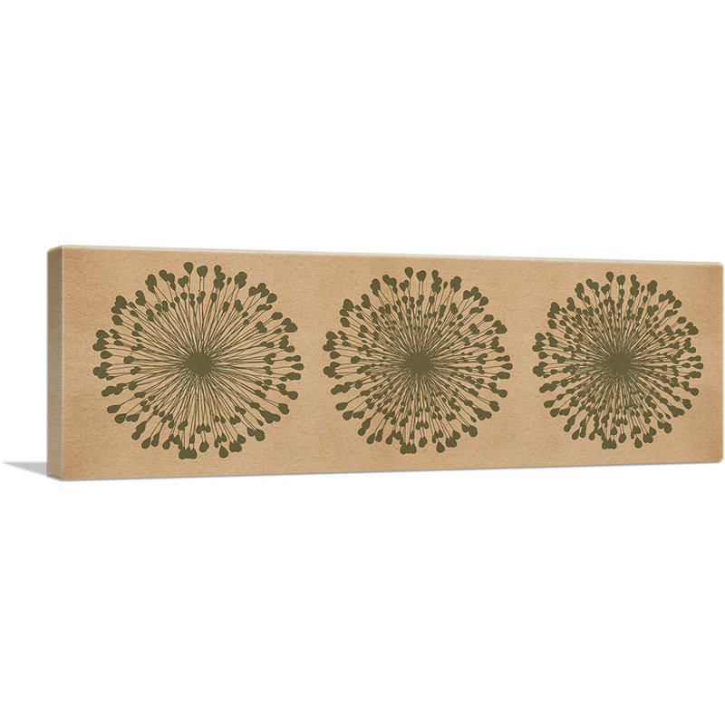 Dandelion olive beige brun - impression sur toile tendue, H 16 po x l 48 po x 1,5 po