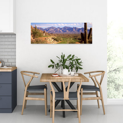 Golf Course Tucson Az Abstract Contemporary Cactus Mountain Landscape Wall Art