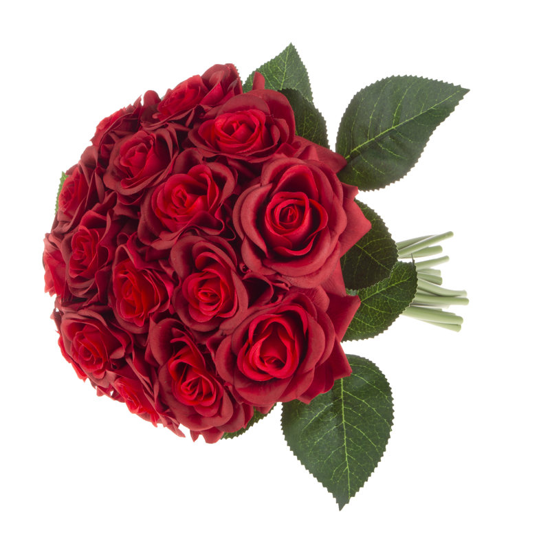 Fleurs artificielles roses - Ensemble de fausses fleurs 11,5 pouces avec tiges pour décoration intérieure 18 pièces, Rouge