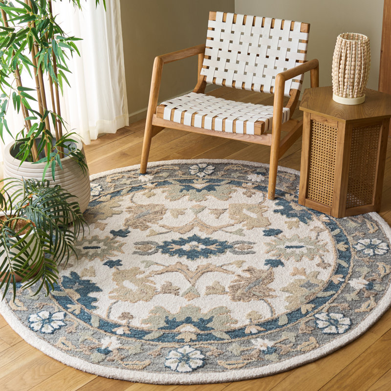 Ebony Hand Tufted Wool;Cotton Oriental Indoor Rug, 6'-0" x 6'-0" Round