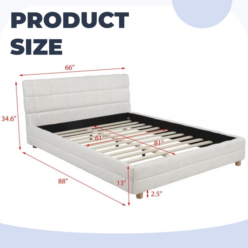Lit plateforme tapissier Modern, Blanc