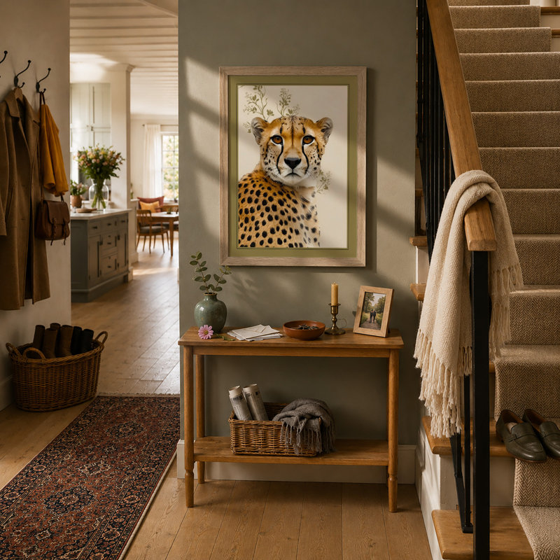 Dignified Cheetah Boho - Framed Print, A1 - 84.1 x 59.4 cm, Oak