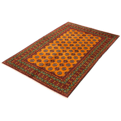 Tapis unique en laine noué à la main cuivre 5 pi 3 po x 8 pi 1 po Kargahi