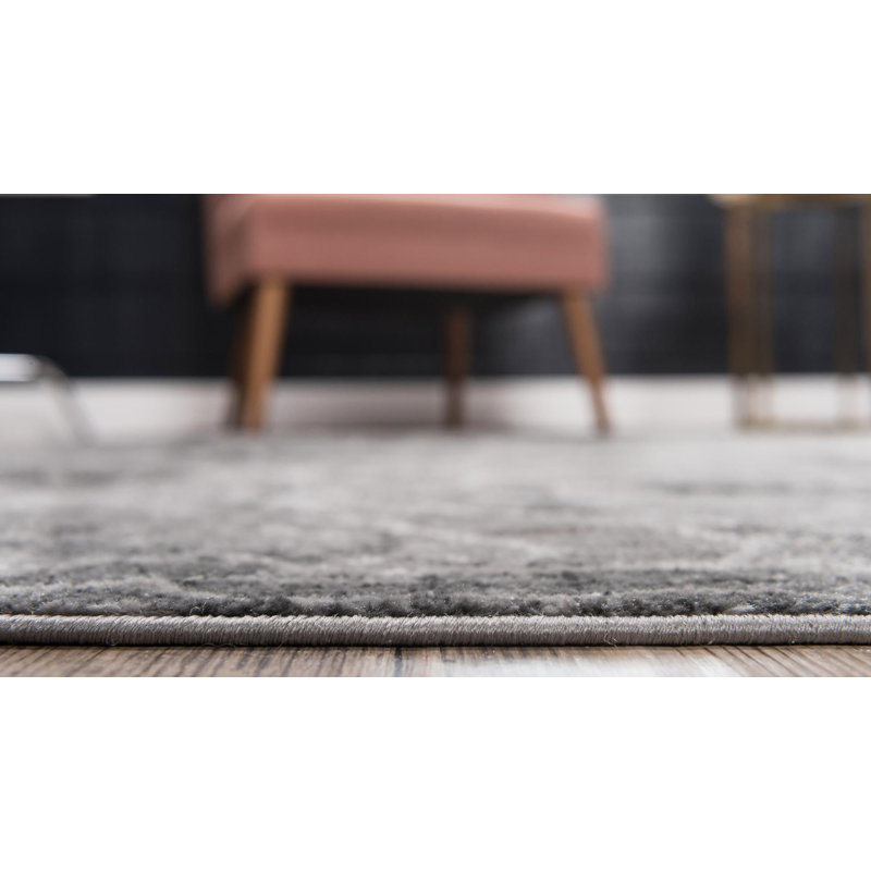 Tapis abstrait gris foncé Brandt, Rectangulaire 6 pi 1 po x 9 pi