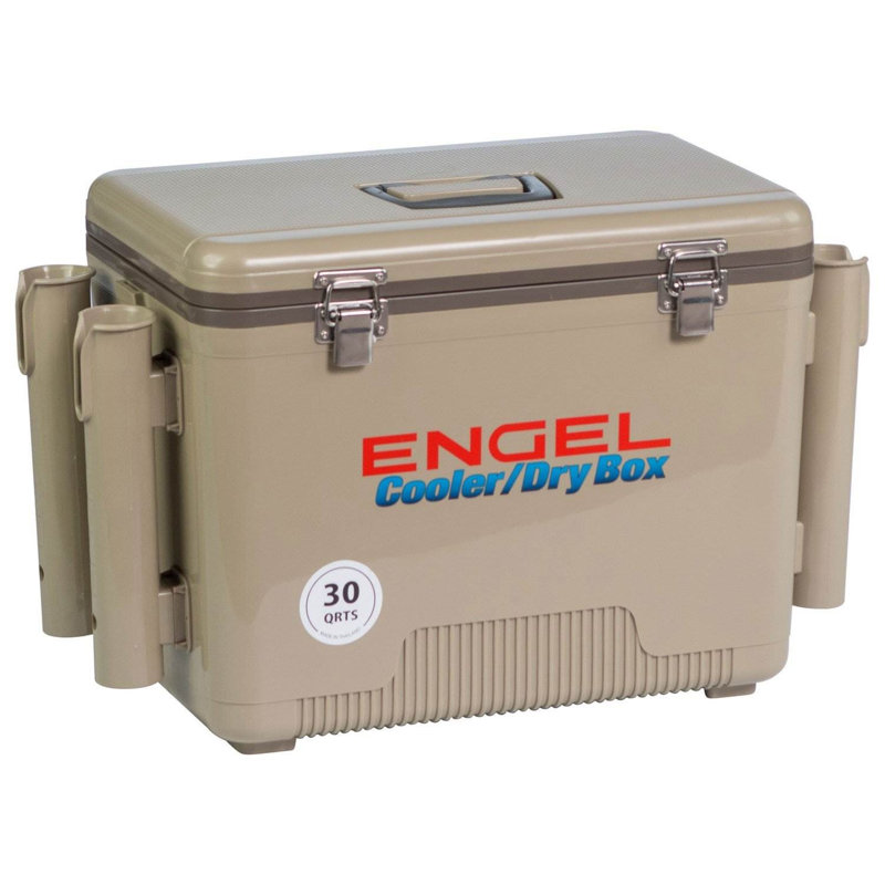 Engel Coolers 30 Quart Leak Proof Insulated Drybox with 4 Rod Holders