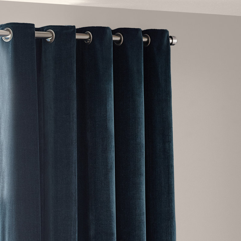Heavy Chenille Blackout Curtain Panel Pair, Navy, 229cm Width x 137cm Drop