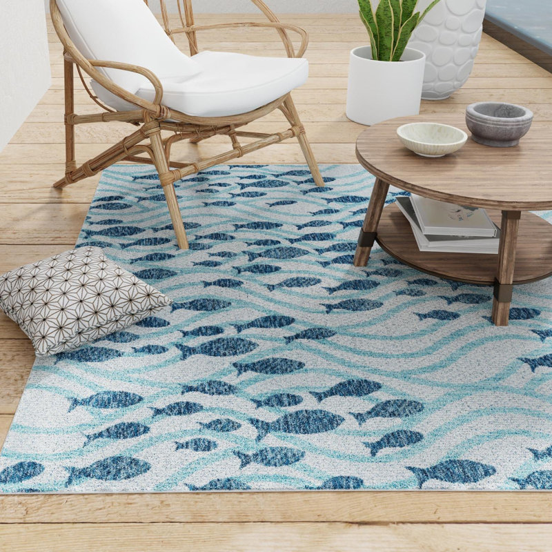 Outdoor Coastal Indoor/Outdoor Area Rug, Rectangle 10' x 14'1"