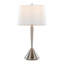 Metal Table Lamp in Brushed Nickel with White Linen Shade - Set of 2