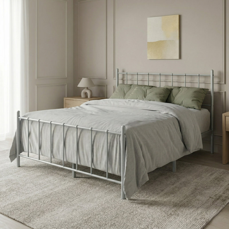Calhoun Twin Metal Platform Bed, Sliver Gray, Twin