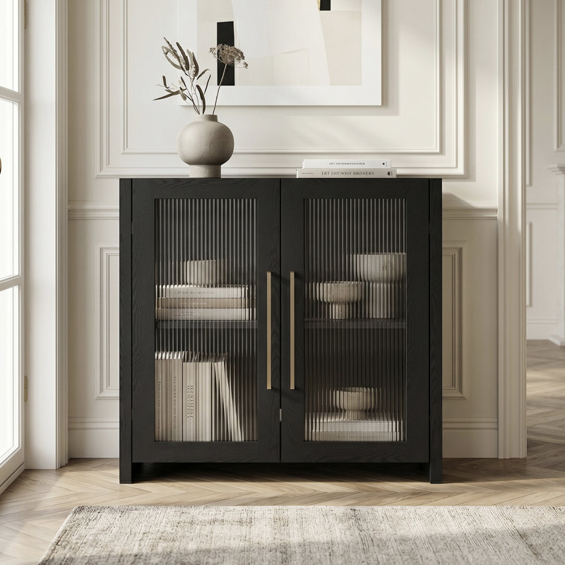 Clarkson 32" Wide Rectangular Accent Cabinet, Black Grain