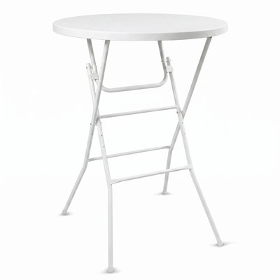 Tool-Free Portable Folding Cocktail Table, 31.5 in Round High-Top Bar/Pub Table - Detachable Locking Legs - HDPE Top, Heavy-Duty Metal Frame, 200 lb Capacity - for Parties & Events