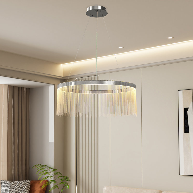 Luminaire suspendu à pampille en aluminium, H 10,63 po x l 23,62 po x P 23,62 po