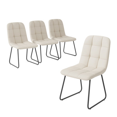 Modern Kitchen Dining Chairs with Carbon Steel Legs, Faux Leather Upholstered Side Chair (4 Chairs)