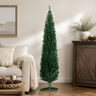 Arbre de Noël artificiel 8 pi avec 818 extrémités de branches réalistes et base en plastique, vert