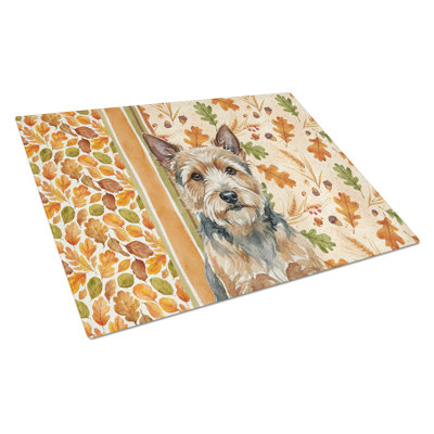 Norwich Terrier Heirloom Fall Glass Cutting Board