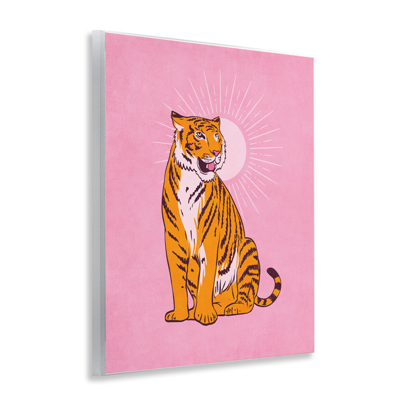 Art mural sur plaque «Preppy Tiger on Pink» par Nataly White