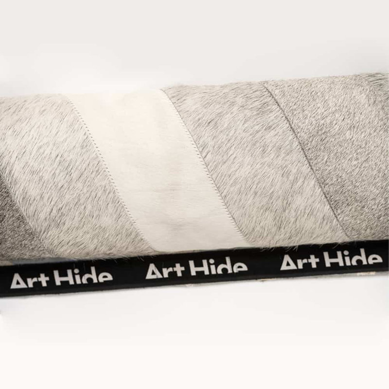 Vamos Cowhide Geometric Area Rug in Gray, Rectangle 5'3" x 6'7"