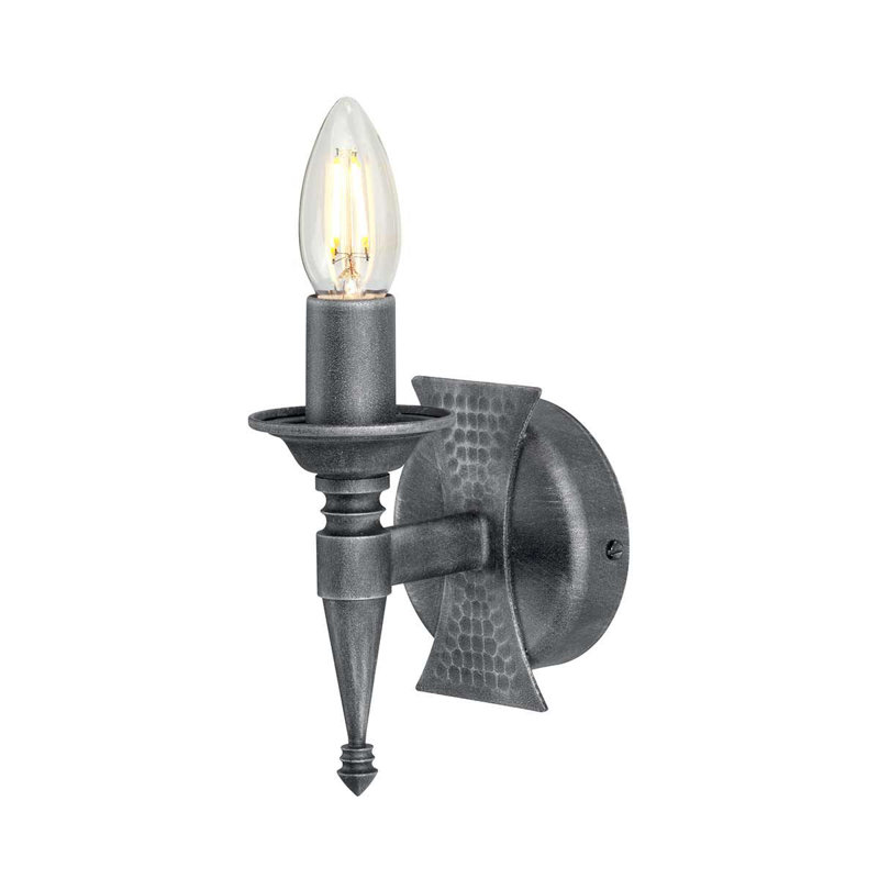 Voight Candle Wall Light, Black/Silver