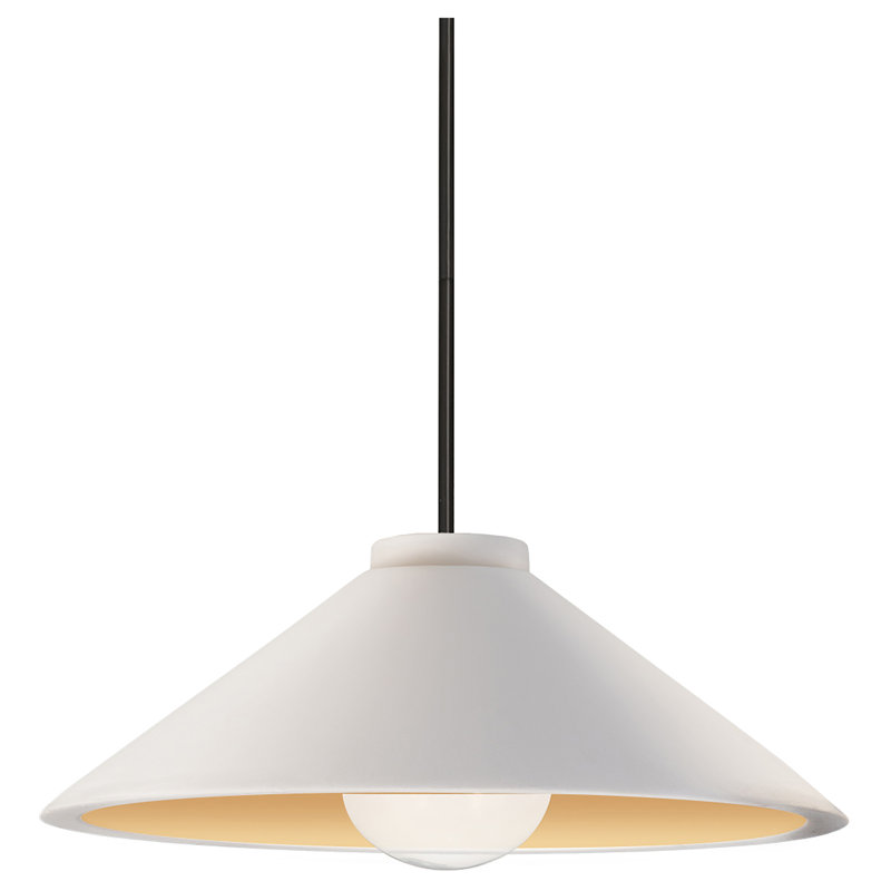 Leni Dimmable LED Single Light Pendant, Brushed Nickel, Matte White/Champagne Gold