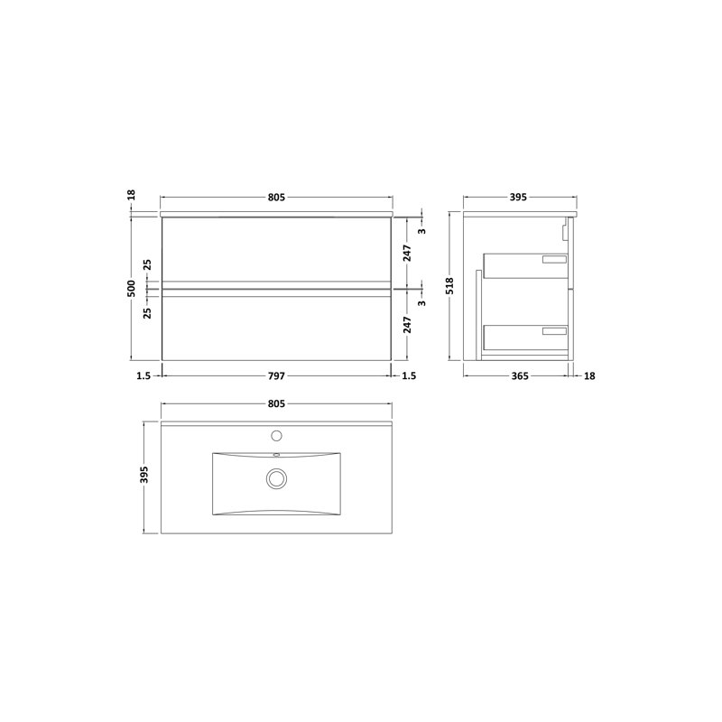 Urban 810mm Single Bathroom Vanity with Basin, Satin Blue