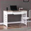 Bureaux | Blanc crème Farmhouse deux tons & amp; Bureau d'écriture naturel avec tiroir central | Naturel | Panneau de fibres à densité moyenne