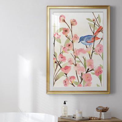 «Cherry Blossom Perch II», reproduction encadrée de qualité supérieure