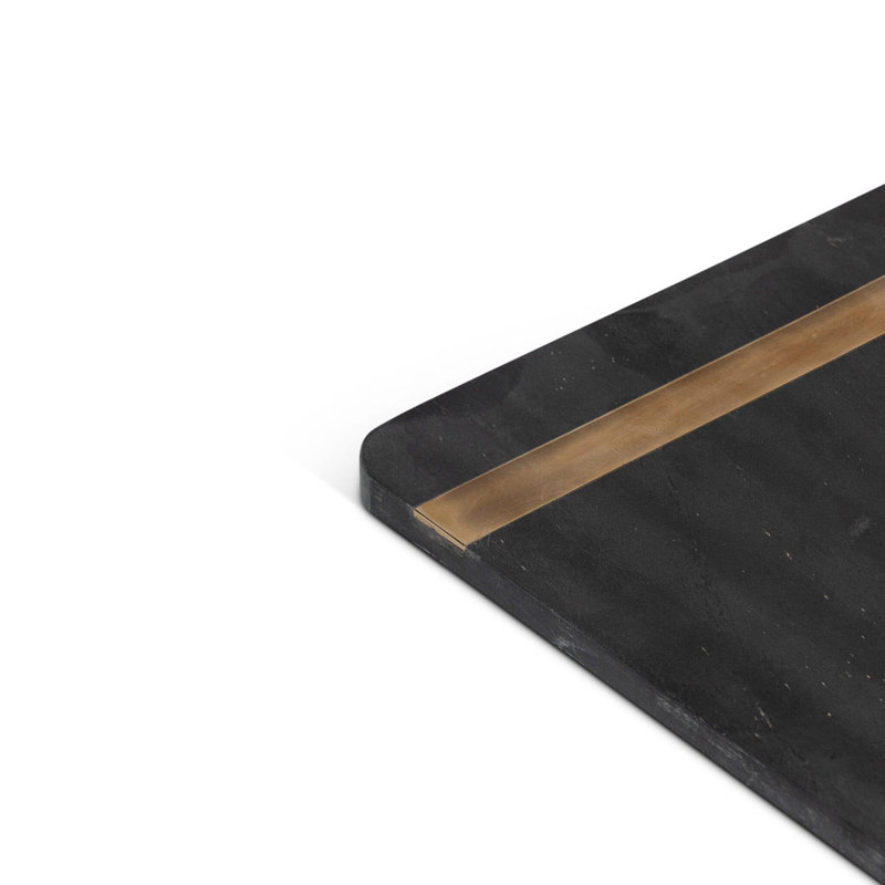 Fairmont Park Adharv Marble Platter, 36cm L x 36cm W, Black