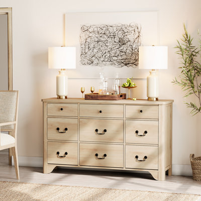  Grande commode pour la chambre à coucher, commodes pour enfants de ferme avec une large commode, organisateur de rangement de placard en bois de style Mid-Century, commodes pour chambre de bébé, couloir, salon, chêne