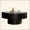 Table basse ronde en forme d'olive avec relief décoratif fabriqué à la main, table d'appoint en bois robuste pour le salon